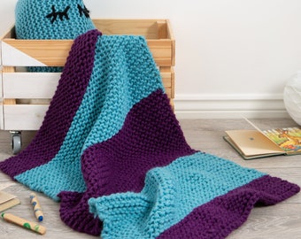 Beginners Striped Blanket Knitting Kit | Easy Beginners Blanket | Blanket Pattern By Wool Couture