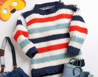 Toddler Striped Jumper Knitting Kit | Easy Knitwear Pattern | Merino Jumper Pattern By Wool Couture