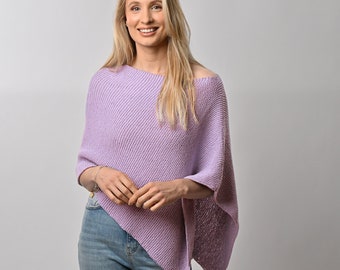 Cotton Poncho Knitting Kit | Spring Summer Knitwear | Beginner Coverup Knit Pattern By Wool Couture