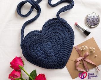 Heart Bag Crochet Kit | Easy Bag Crochet Pattern | Heart Research Charity Kit By Wool Couture