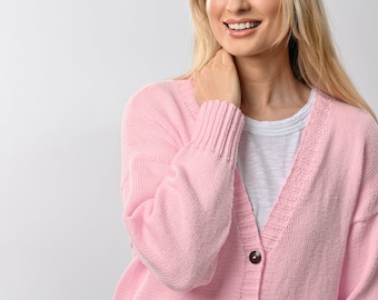 Cotton Cardigan Knitting Kit | Button Summer Knitwear | Easy Cardi Knit Pattern By Wool Couture