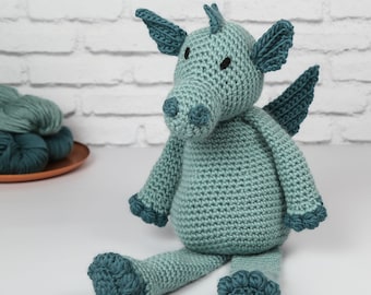 Crochet Dragon Kit. Intermediate Level Crochet Set. Teetee Dragon Crochet Pattern By Wool Couture.