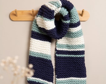 Garter Stripe Scarf Knitting Kit | Beginner Knit Project | Learn To Knit Pattern By Wool Couture