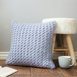 Cushion Knitting Kit. Easy Scatter Cushion How To. Chunky Herringbone Cushion Pattern By Wool Couture.