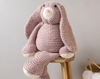 Bunny Knitting Kit. Giant oversized amigurumi bunny. Knitting pattern. Animal knitting kit. Easy knitting kit. Baby shower gift.