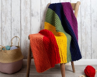 Helle Regenbogen Decke Strickset | Strickdecke Set | Babydecke | Pride Decke | Anfänger Decke Schnittmuster Von Wool Couture