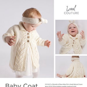 Baby Coat Knitting Pattern PDF | Easy To Download Baby Knitting Pattern | Intermediate Level | Pattern By Wool Couture