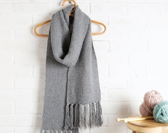 Kit para tejer bufandas. Kit para principiantes. Kit fácil para tejer bufandas. Kit para crear chal de invierno. Wool Couture.