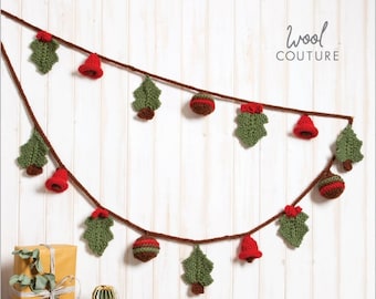 Stickmönster för julgirlanger i PDF-format | Stickmönster för jul i PDF-format | Stickmönster för högtider i PDF-format från Wool Couture
