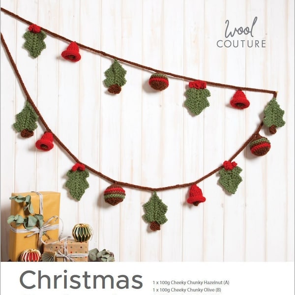 Christmas Garland Knitting PDF Pattern | Christmas Knitting Pattern PDF | Holidays PDF Knitting Pattern By Wool Couture