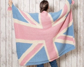 Union Jack Blanket Knitting Kit | Intermediate Throw | British Flag Knit Pattern By Wool Couture