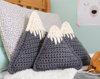 Cushion Crochet Kit Mountain Top. Easy Nursery Cushion Pattern. Scandi Mountain Pattern By Wool Couture