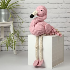 April the Giant Flamingo crochet Kit. Oversized amigurumi flamingo. Crochet pattern. Animal crochet kit. Easy crochet kit. Baby shower gift.