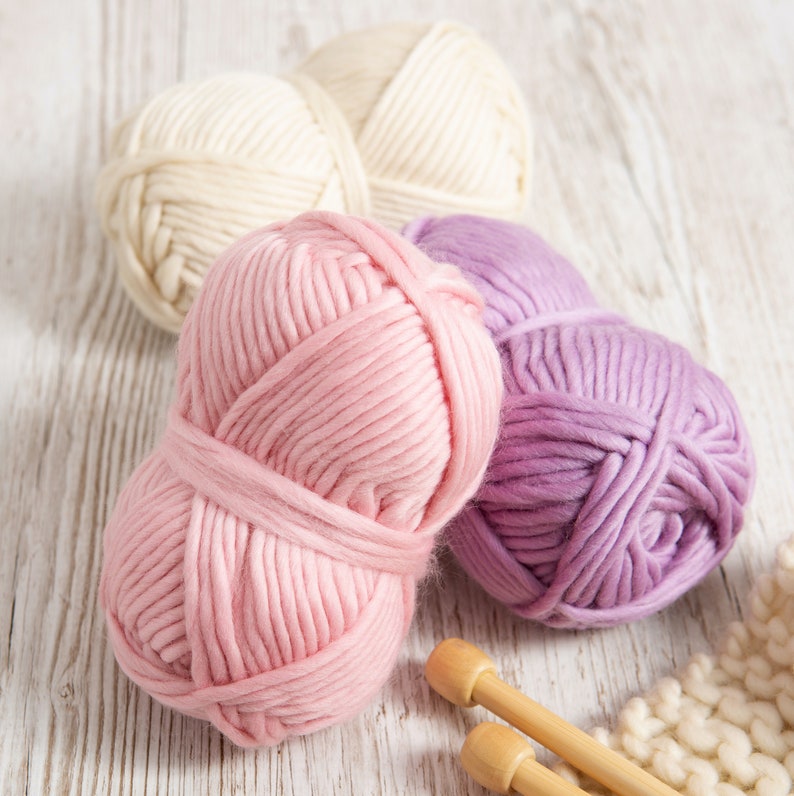 Hyacinth Super Chunky Yarn. Cheeky Chunky Yarn by Wool Couture. 100g Ball Chunky Yarn in Lilac Purple. Pure Merino Wool. image 2
