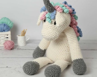 Unicorn Crochet Kit. Giant Amigurumi Unicorn. Astra the Unicorn Crochet pattern. Easy crochet kit by Wool Couture