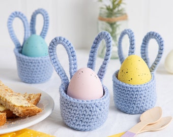 Bunny Egg Cup Trio Crochet Kit | Easy Crochet Pattern By Wool Couture | Easter Spring Merino Craft Kit
