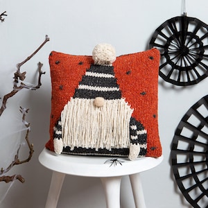 Gonk Halloween Cushion Cover Knitting Kit Autumn Halloween Interiors Homeware Easy Knitting Pattern By Wool Couture image 1