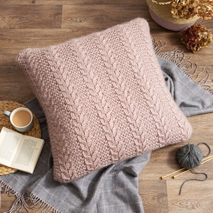 Giant Cable Cushion Knitting Kit. Cushion Knitting Kit. Intermediate knitting kit. Pattern by Wool Couture image 2