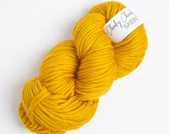 Mustard Super Chunky Yarn. Cheeky Chunky Yarn by Wool Couture. 200g Skein Chunky Yarn in Mustard Yellow. Pure Merino Wool.