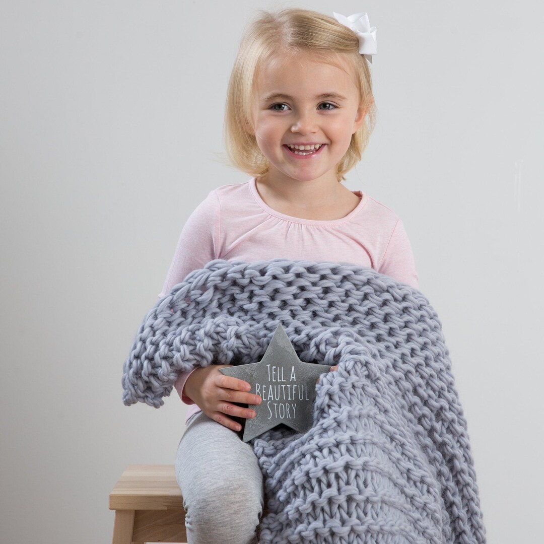 Baby Blanket Knitting Kit. Amias Chunky Throw Knit Kit. Beginners