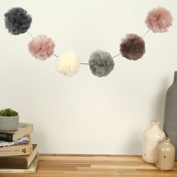 Pom Pom Garland Craft Kit. Beginner DIY Garland. Neutral Colours Pompom Garland Pattern By Wool Couture.