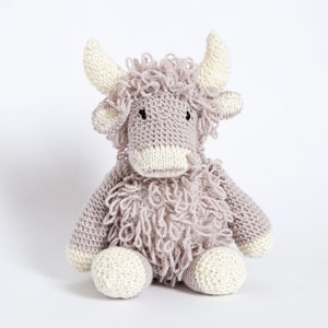 Highland Cow Knitting kit. Agnes the Cow Knit Kit. Intermediate knitting kit.  Knitting Pattern by Wool Couture Company.