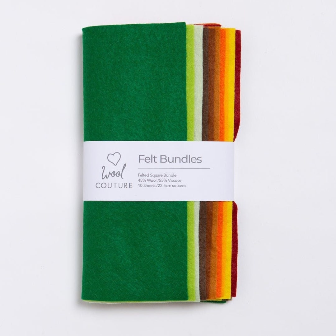 Wool Felt Bundles 25 X 25cm. 10 Sheets Craft Felt. Kids Easy Crafting