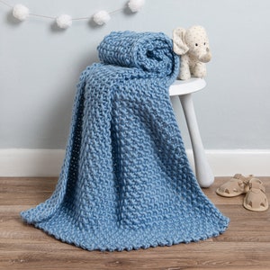 Baby Blanket Knitting Kit. Louis Baby Blanket. Chunky Throw Knit Kit. Beginners knitting pattern by Wool Couture. Learn to knit.