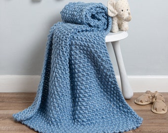 Baby Blanket Knitting Kit. Louis Baby Blanket. Chunky Throw Knit Kit. Beginners knitting pattern by Wool Couture. Learn to knit.