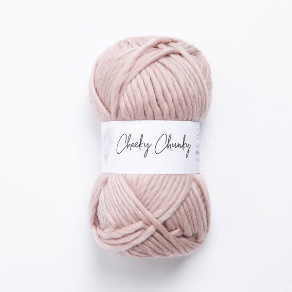 Mink Super Chunky Yarn.  Cheeky Chunky Yarn by Wool Couture. 100g Ball Chunky Yarn in Pink.  Pure Merino Wool.