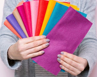 Individual Felt Sheets Various Colours. 22.5 cm Square Felt. Felt Crafting By Wool Couture