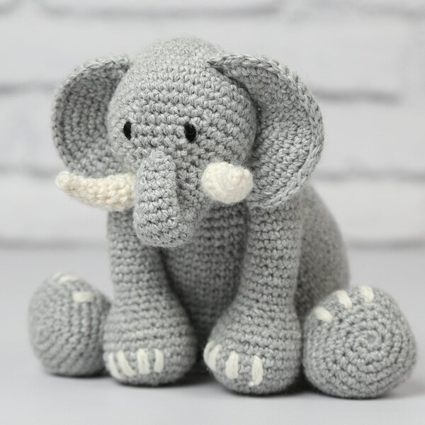 Crochet Kit - Roy the Elephant. Beautiful Amigurumi Kit. Intermediate Crochet Kit to make an Elephant. Presented in a Gift Box.