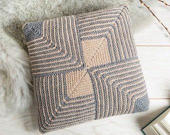 Cushion Knitting Kit.  Pillow Knit Kit.  Intermediate Knitting Kit. Craft Kit.