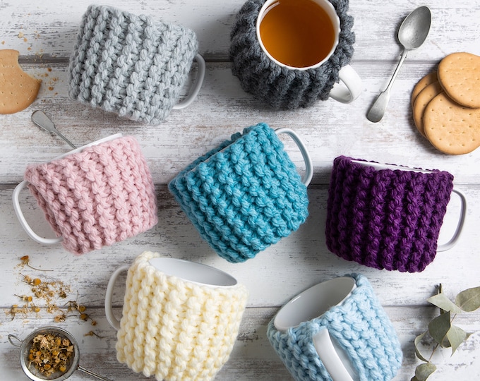 Beginner Cup Cosy Knitting Kit | Mug Warmer Knitted Kit | Pattern By Wool Couture
