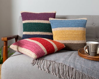 Cushion Crochet Kit. Beginners Crochet Kit. Learn to Crochet. Easy Kit. Pride Cushion Kit. Rainbow Cushion Crochet Kit by Wool Couture.