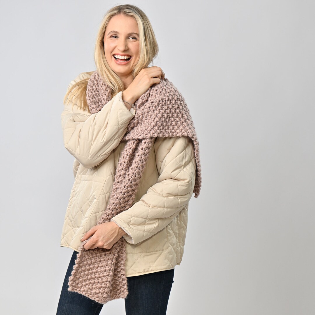 Beginner Scarf Knitting Kit Easy Scarf Knit DIY Seed Stitch Scarf