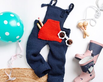 Soft Play Dungarees Knitting Kit | Toddler Merino Romper | Intermediate Knitting Pattern By Wool Couture