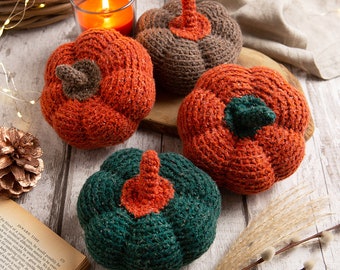 Pumpkin Crochet Kit. Amigurumi Giant Chunky Crochet Kit. Giant Pumpkin for Halloween. Easy crochet pattern by Wool Couture