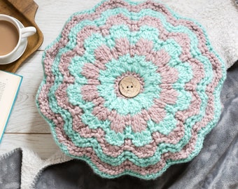 Flower Cushion Knitting Kit, Merino Wool Pillow Knit Kit