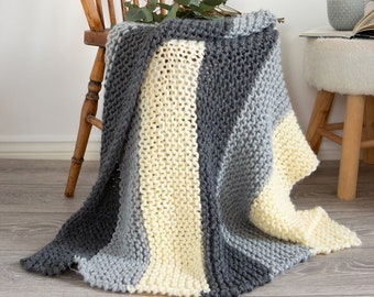 Stripy Blanket Beginners Knitting Kit   Easy Beginners Blanket | Blanket Pattern By Wool Couture