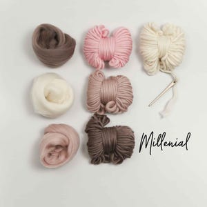 Weaving Supply Pack - Monotones. Yarn Pack. Felting. Wet Felting. Roving Carded Wool. Raw wool. Pompoms Tassels. Spinning Fiber Yarn bag