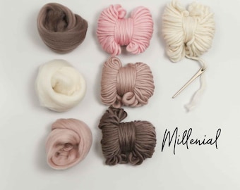 Weben Vorratspackung - Monotones. Garnpackung. Filzen. Nassfilzen. Kammzug Wolle. Rohwolle. Pompoms Quasten. Spinnfaser-Garn Tasche
