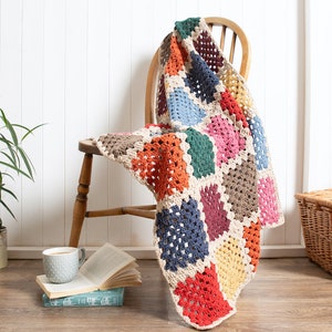 Blanket Crochet Kit for Beginners. Granny Square Crochet Throw. Catalonia Granny Squares Blanket Crochet Kit by Wool Couture. image 1