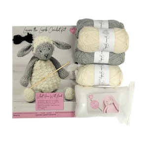 Crochet Kit Laura the Lamb. Beautiful Amigurumi Kit. Intermediate Crochet Kit to make a Lamb. Presented in a Gift Box by Wool Couture. image 6