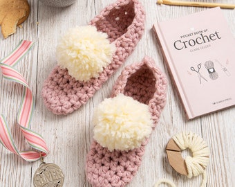 Slippers Crochet Kit + Crochet Pocket Book | Learn To Crochet Gift By Wool Couture