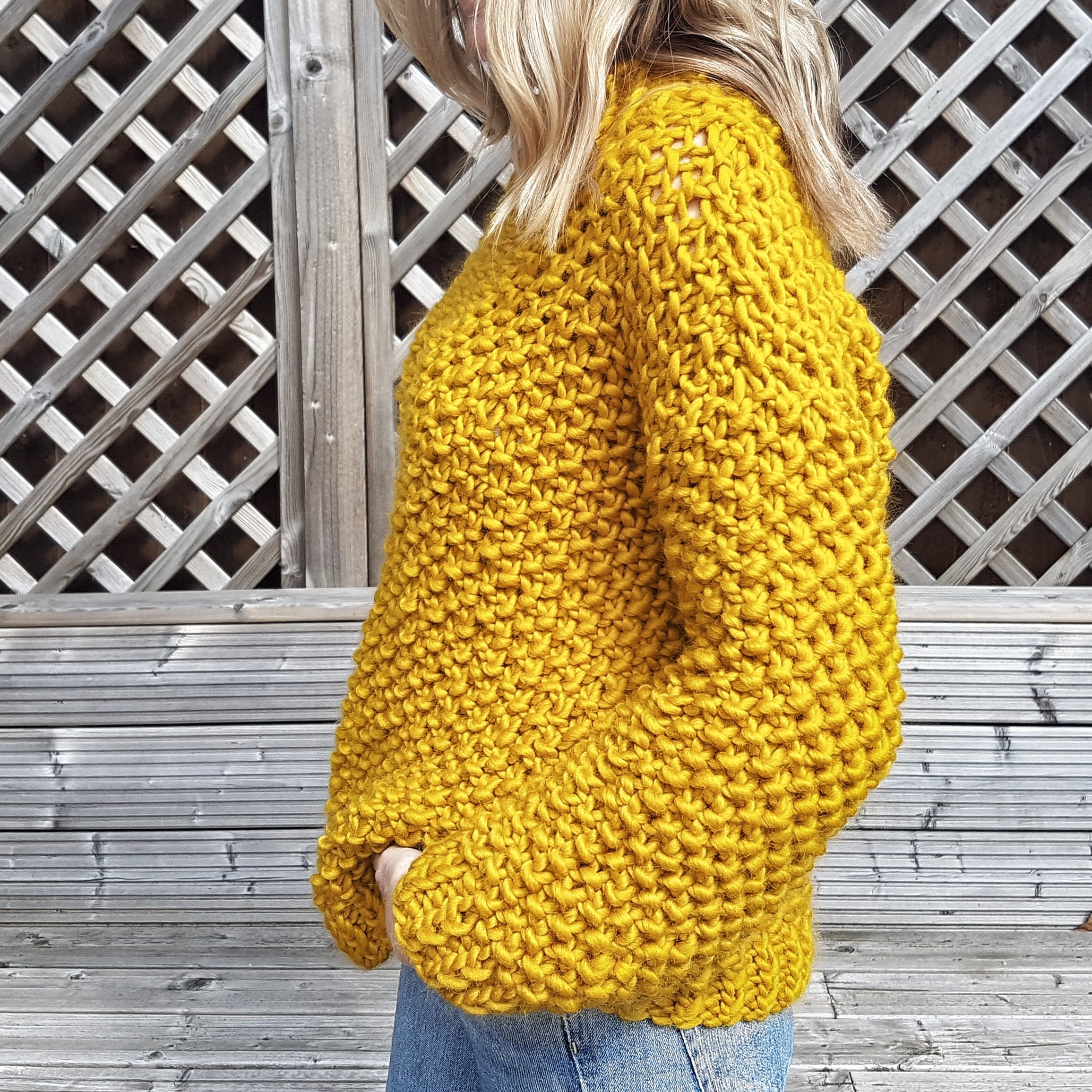 Jumper knitting kit. Easy Moss Stitch Sweater Knit Kit. Giant | Etsy