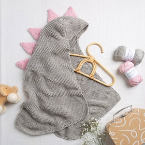 Baby Dinosaur Hooded Blanket Knitting Kit | Easy Blanket Knit Kit | Hoody Throw Pattern By Wool Couture