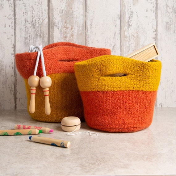 Stitch Happy Yarn Caddy Storage Basket for Knitting and Crochet Supplies  Art Storage and Organization 