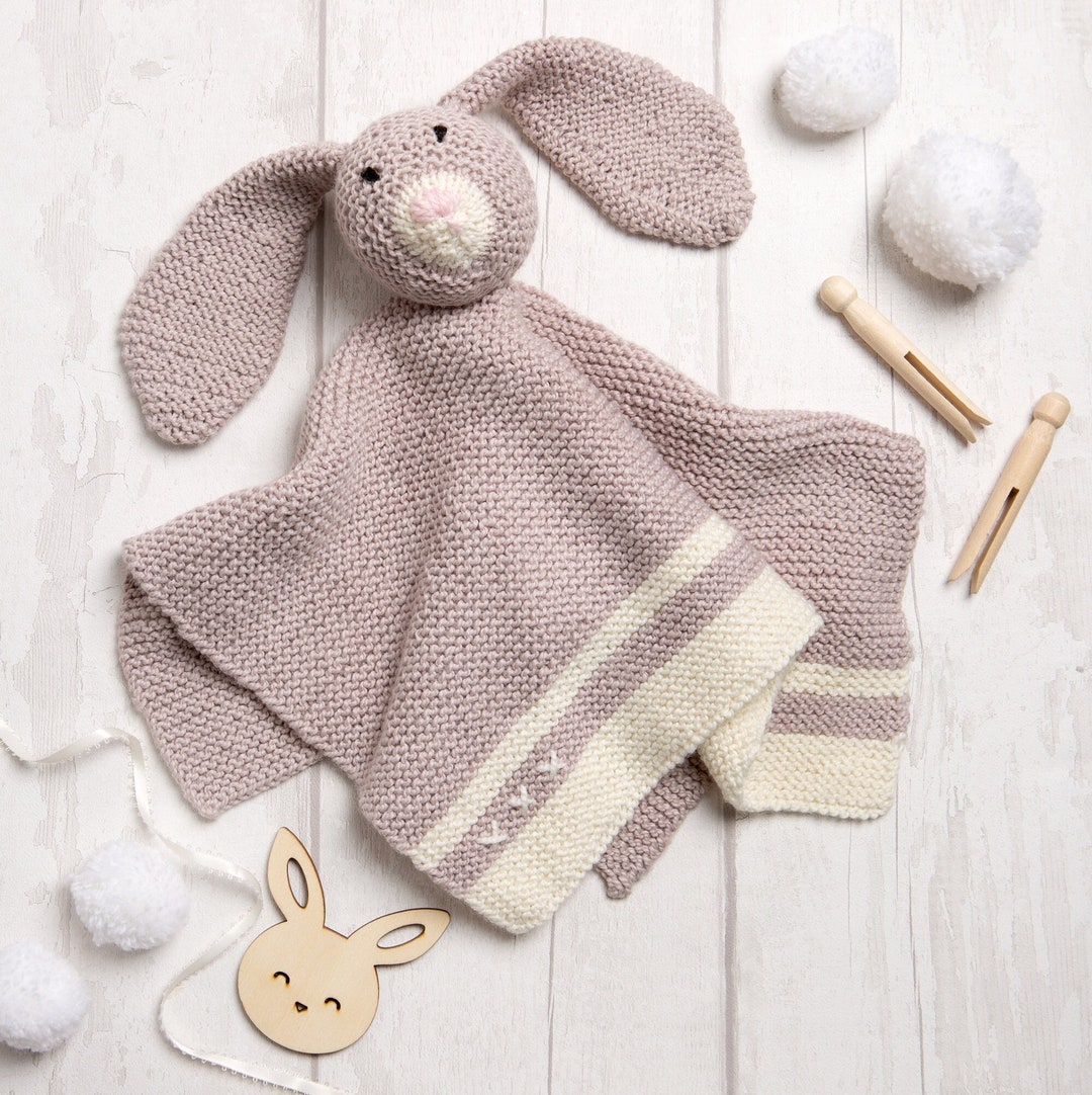 Baby Comforter Bunny Knitting Kit. Rabbit Baby Blanket Knit Kit. Easy ...
