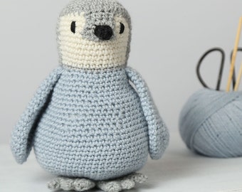 Penguin Crochet Kit. Beautiful Penguin Amigurumi Kit. Intermediate Crochet Kit to make a Penguin. Penguin Crochet Pattern by Wool Couture.